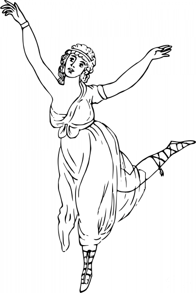 Vintage Comic Character – Medieval Dancer coloring page image