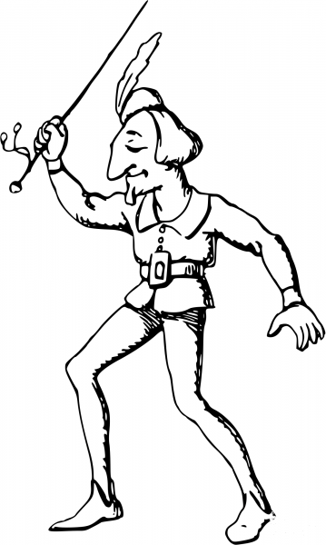 Vintage Comic Character – Medieval Swordsman coloring page image