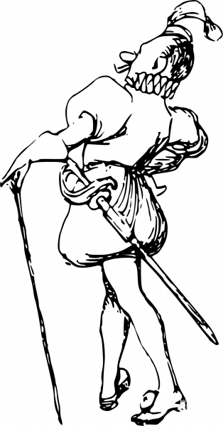 Vintage Comic Character – Medieval Swordsman coloring page image