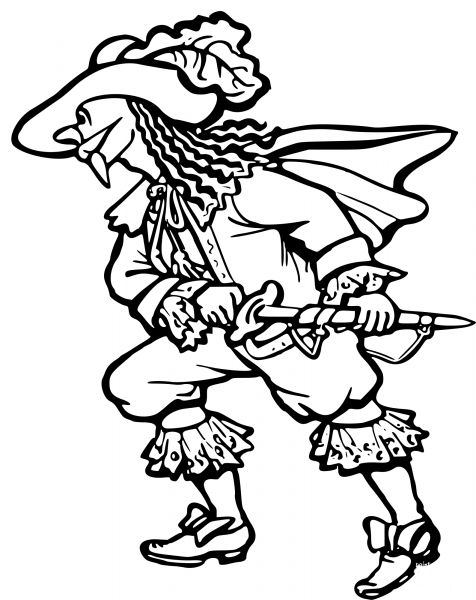 Vintage Comic Character – Musketeer coloring page image