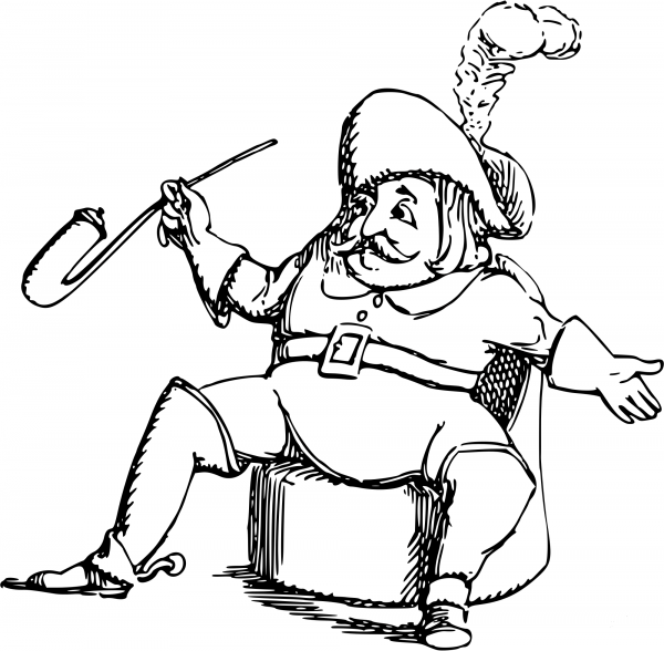 Vintage Comic Character – Musketeer with a Pipe coloring page image