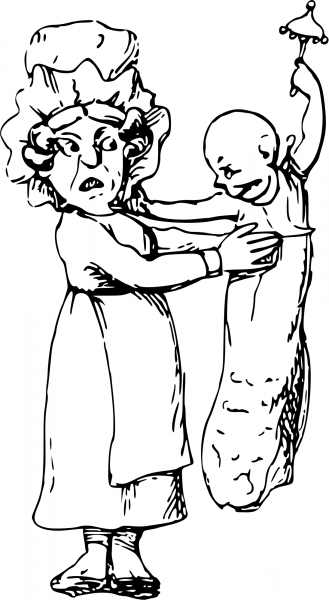 Vintage Comic Character – Nanny with a Kid coloring page image