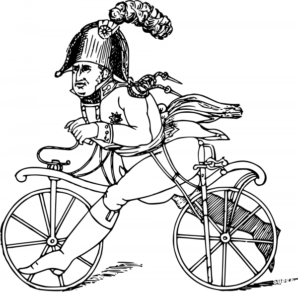 Vintage Comic Character – Napoleon Bike Ride coloring page image