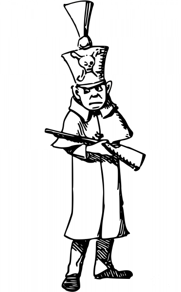 Vintage Comic Character – Officer with a Gun coloring page image