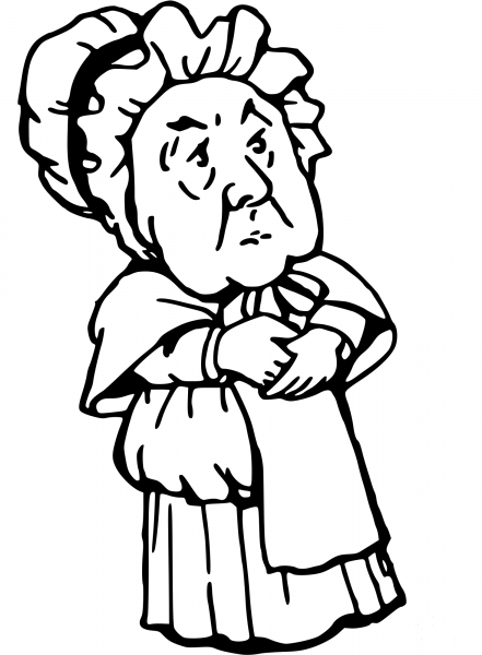 Vintage Comic Character – Old Lady coloring page image