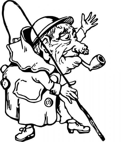 Vintage Comic Character – Old Man with a Smoking Pipe coloring page image