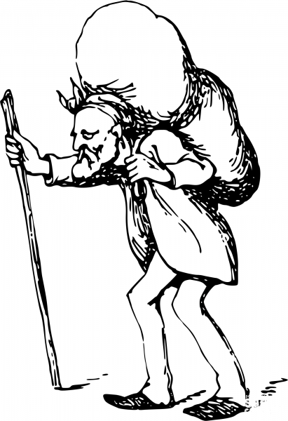 Vintage Comic Character – Old Traveler coloring page image