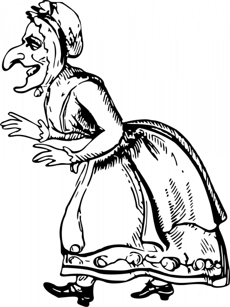 Vintage Comic Character – Old Witch coloring page image