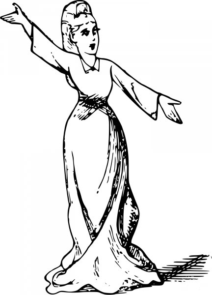 Vintage Comic Character – Opera Singer coloring page image