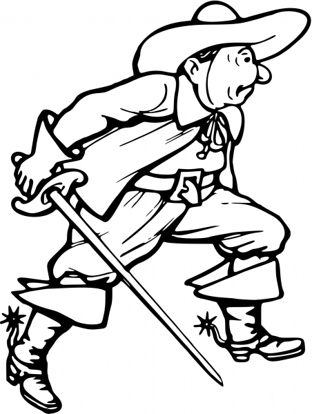 Vintage Comic Character – Piligrim with a Sword coloring page image