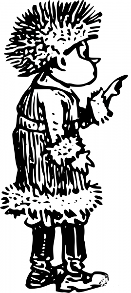 Vintage Comic Character – Pointing Boy coloring page image