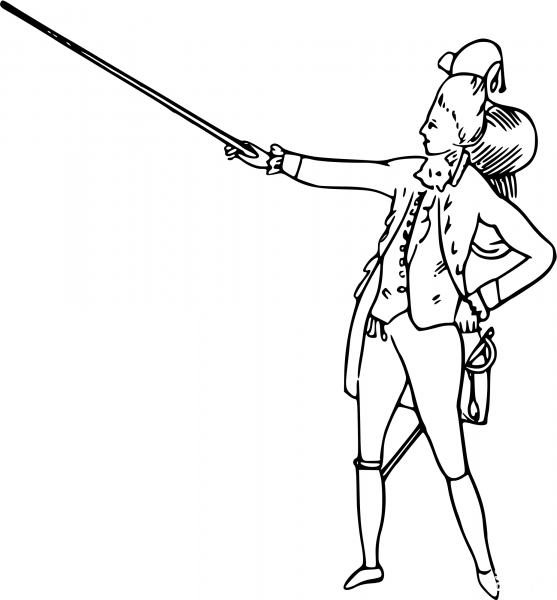 Vintage Comic Character – Pointing Swordsman coloring page image