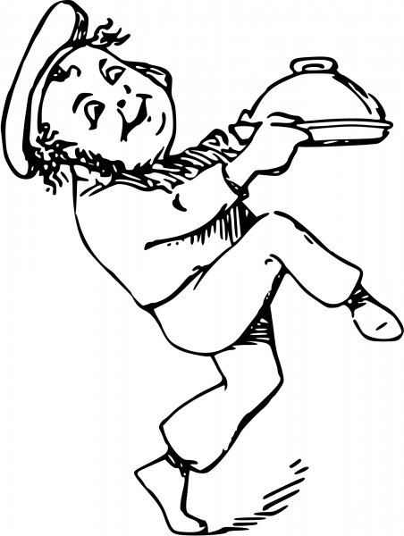 Vintage Comic Character – Sailor with a Plate coloring page image