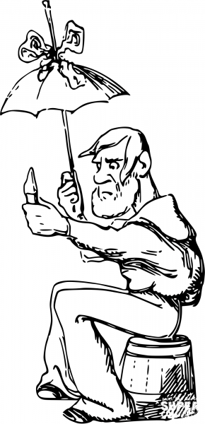 Vintage Comic Character – Sailor with Umbrella coloring page image
