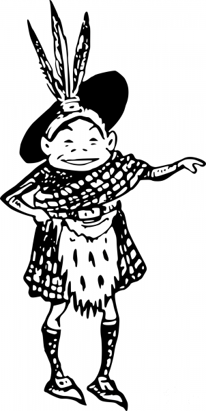 Vintage Comic Character – Scottish Bagpiper Boy coloring page image