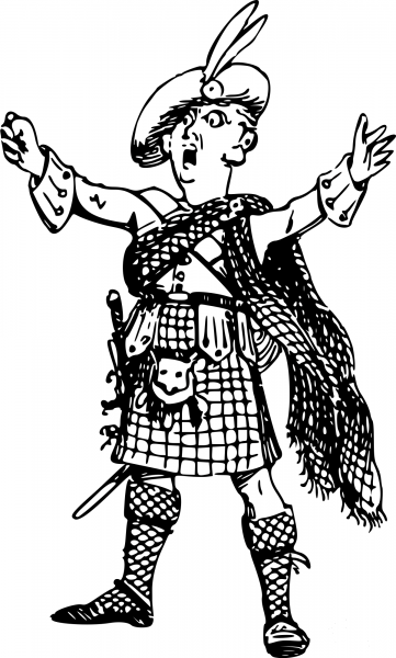 Vintage Comic Character – Scottish Bagpiper coloring page image