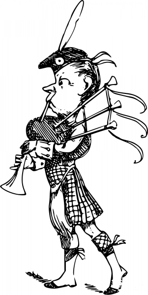 Vintage Comic Character – Scottish Bagpiper  coloring page image