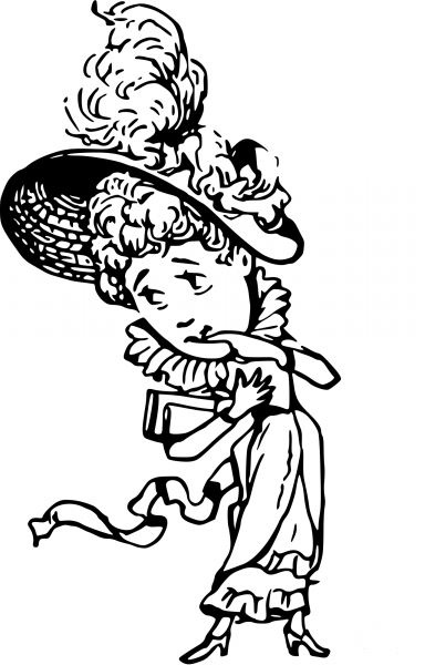 Vintage Comic Character – Shy Woman coloring page image