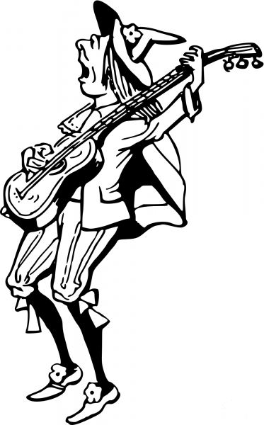 Vintage Comic Character – Singing Minstrel coloring page image