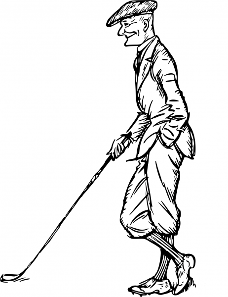 Vintage Comic Character – Smiling Golf Player coloring page image