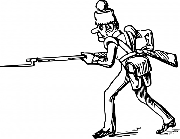 Vintage Comic Character – Soldier with a Gun coloring page image