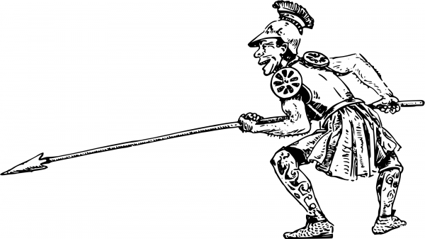 Vintage Comic Character – Soldier with a Spear coloring page image