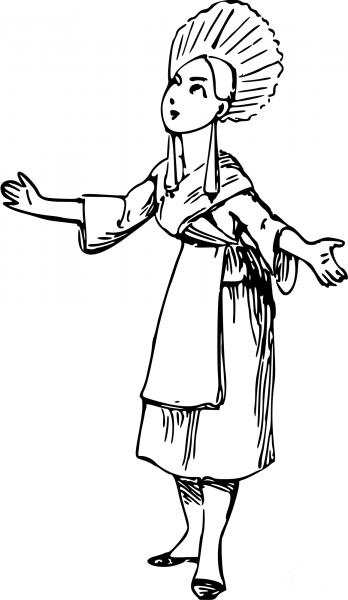 Vintage Comic Character – Surprised Maid coloring page image