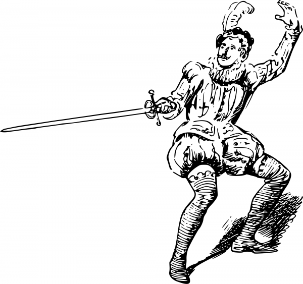 Vintage Comic Character – Swordsman in a Fight coloring page image