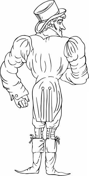 Vintage Comic Character – Tall Man in a Hat coloring page image