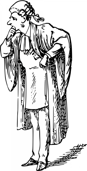 Vintage Comic Character – Thinking Judge coloring page image
