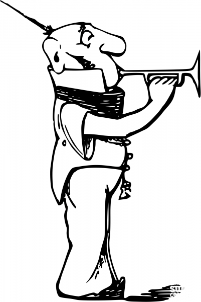 Vintage Comic Character – Trumpet Player coloring page image