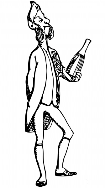 Vintage Comic Character – Waiter with a Bottle coloring page image