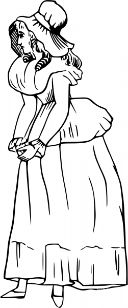 Vintage Comic Character – Waiting Woman coloring page image
