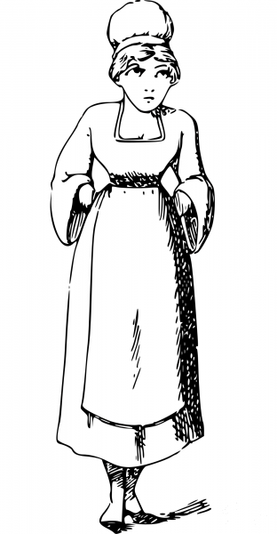 Vintage Comic Character – Walking Maid coloring page image