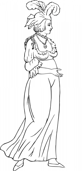 Vintage Comic Character – Well-dressed Woman coloring page image