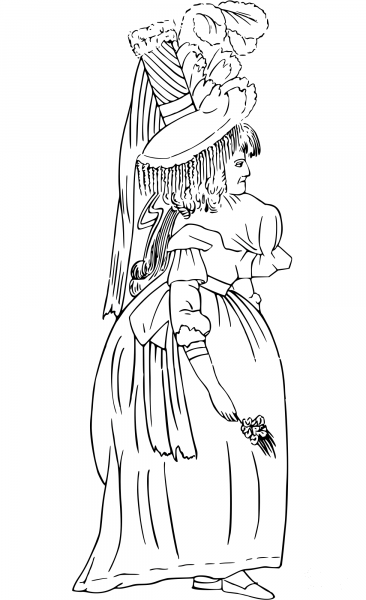 Vintage Comic Character – Well-dressed Woman coloring page image