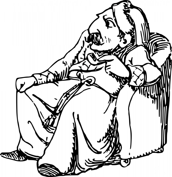 Vintage Comic Character – Wise Man in Armchair coloring page image