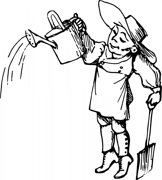 Vintage Comic Character – Young Gardener coloring page image