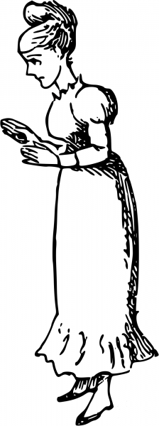 Vintage Comic Character – Young Woman Clapping coloring page image