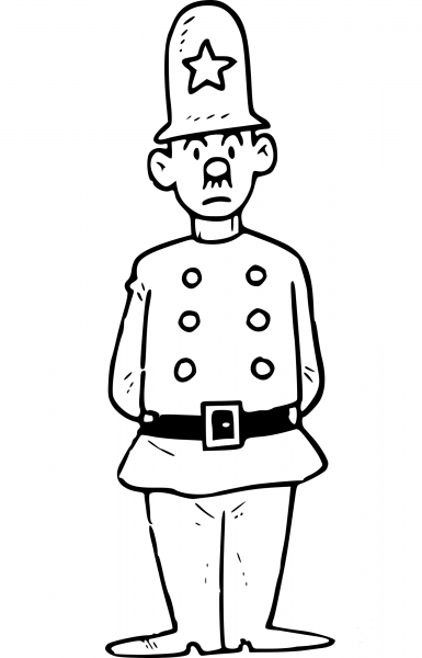 Vintage Comic Police Man coloring page image