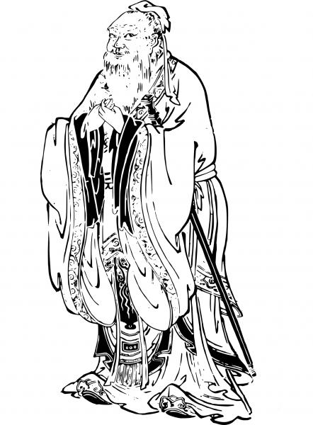 Vintage Confucius coloring page image