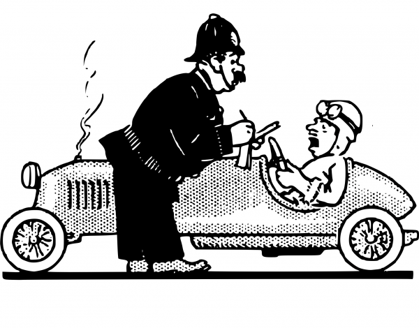 Vintage Cop and Driver coloring page image