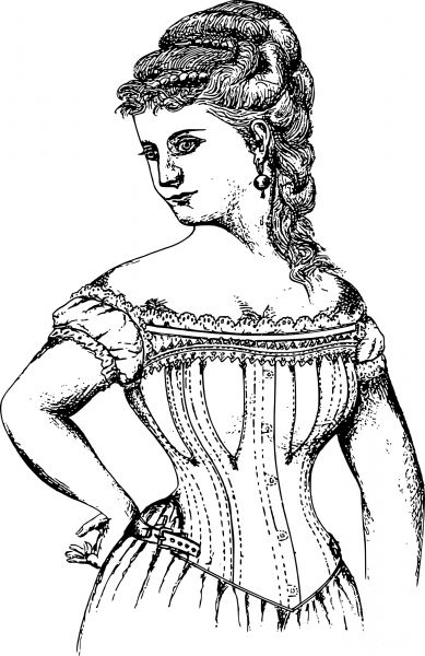 Vintage Corset Lady 1875 coloring page image