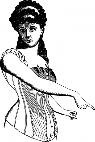 Vintage Corset Lady 1878 coloring page image