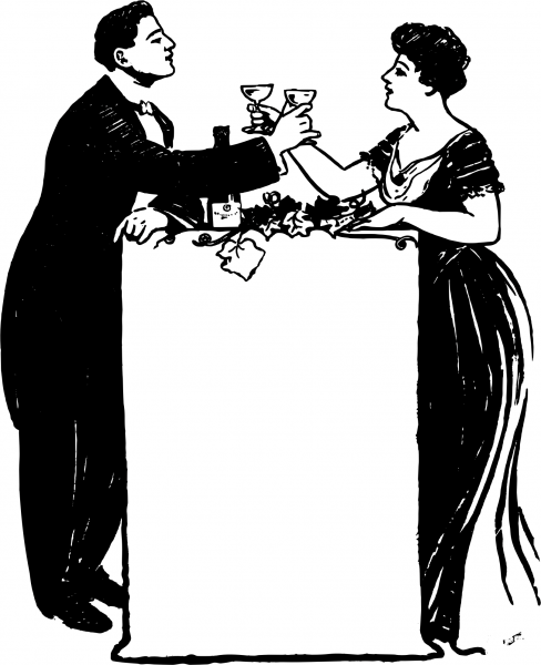 Vintage Couple Drinks Frame coloring page image