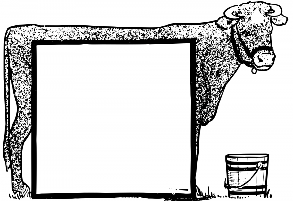 Vintage Cow Frame coloring page image