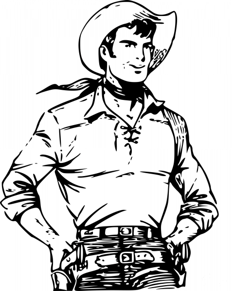Vintage Cowboy coloring page image