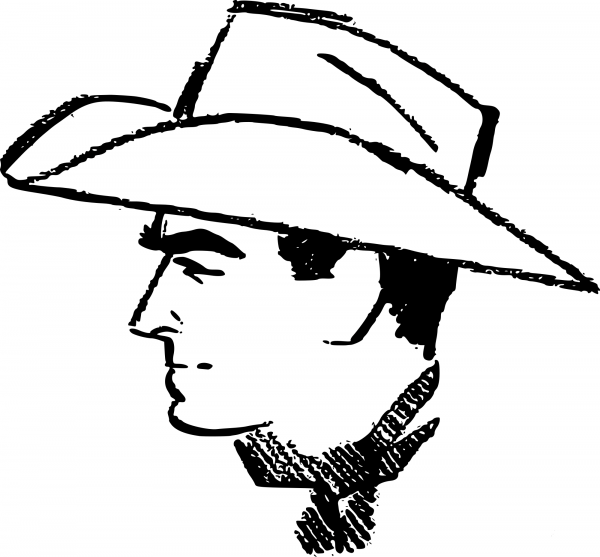 Vintage Cowboy Head Drawing coloring page image