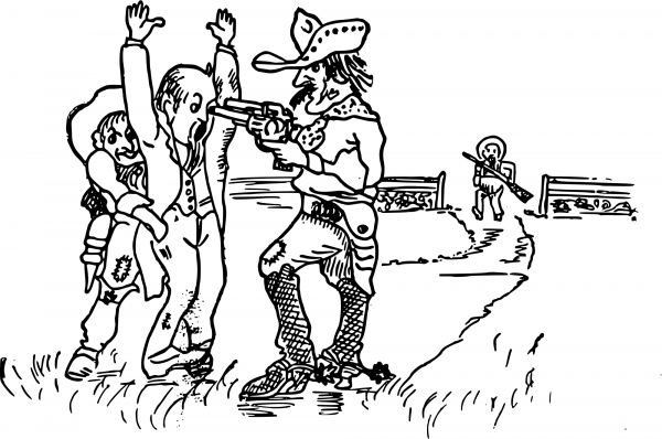 Vintage Cowboy Robbery coloring page image
