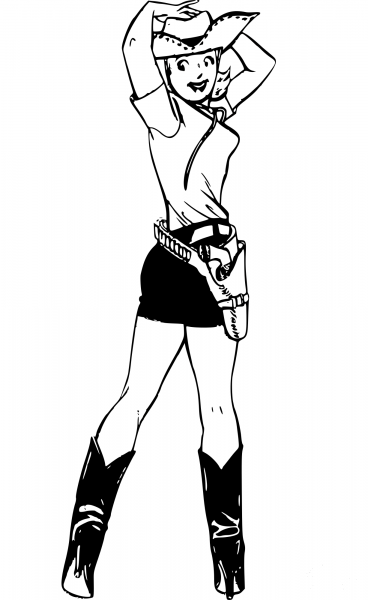 Vintage Cowgirl coloring page image